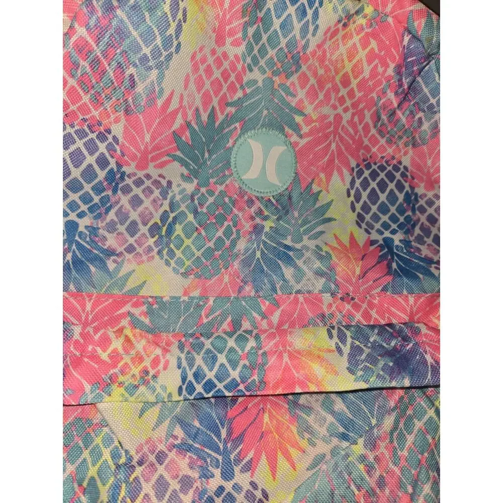 Hurley Backpack Large Pineapple Tropical Multicolor Pink Teal School Travel Bag